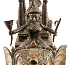 Original Vintage Brass Elephant Cart, Collectible Chariot Home Decor with Bronze Box or Chest