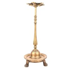 Old Vintage 6 Wick Indian Brass Oil Lamp Diya Stand