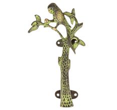 Bronze Green Parrot On Tree Door Handle