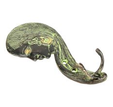Bronze Face with Long Hair Hooks with Patina