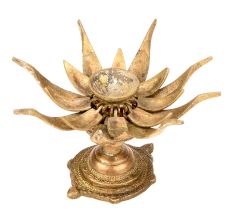 Golden Bronze Candle Holder In Lotus Shape