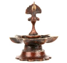 Bronze Peacock Oil Lamp Diya Used in Temple