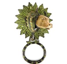 Bronze Green Bull Head Door Knocker With Patina