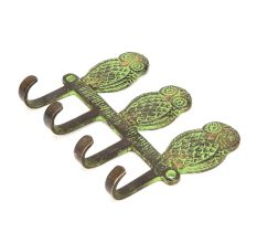 Wise Owl Wall Hooks Set of 3 in Patina Bronze
