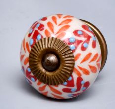 Orange Leaf Ceramic Floral Drawer Knob