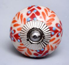 Orange Leaf Ceramic Floral Drawer Knob