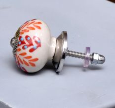 Orange Leaf Ceramic Floral Drawer Knob