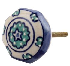 Sea Green Octagon Ceramic Dresser Knob