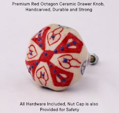 Red Octagon Ceramic Drawer Knob Online