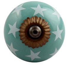  Sea Green Star Ceramic Cabinet Knob