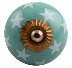  Sea Green Star Ceramic Cabinet Knob