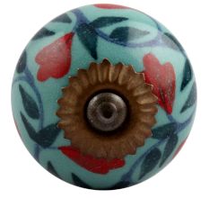Sea Green Flower Ceramic Dresser Knob