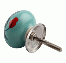 Sea Green Flower Ceramic Dresser Knob