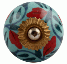 Sea Green Flower Ceramic Dresser Knob