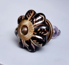 Black Golden Leaf Big Melon Cabinet Knob