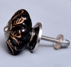 Black Golden Leaf Big Melon Cabinet Knob