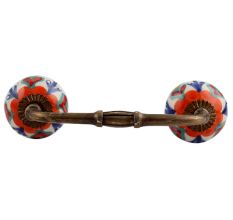 Orange Flower Ceramic Floral Bridge Handle