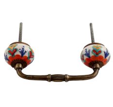 Orange Flower Ceramic Floral Bridge Handle