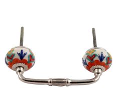 Orange Flower Ceramic Floral Bridge Handle