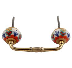 Orange Flower Ceramic Floral Bridge Handle
