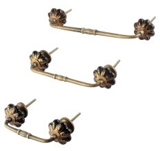 Black Golden Leaf Big Melon Ceramic Bridge Handle
