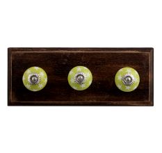 Lime Green Star Ceramic Wooden Hooks