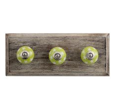 Lime Green Star Ceramic Wooden Hooks