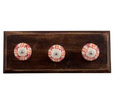 Orange Leaf Ceramic Floral Wooden Hooks
