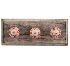 Orange Leaf Ceramic Floral Wooden Hooks