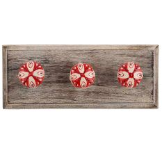 Red Octagon Ceramic Wooden Hooks
