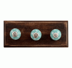 Sea Green Star Ceramic Wooden Hooks