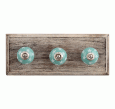 Sea Green Star Ceramic Wooden Hooks