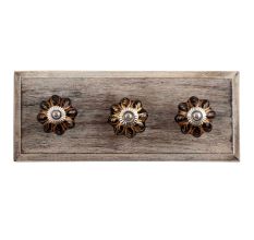 Black Golden Leaf Big Melon Ceramic Wooden Hooks