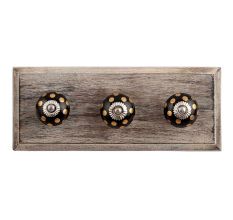 Golden Dot Ceramic Wooden Hooks