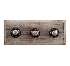 Silver Dot Ceramic Wooden Hooks