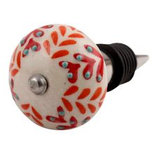 Orange Leaf Ceramic Floral Wine Stopper