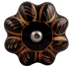 Black Golden Leaf Big Melon Ceramic Wine Stopper