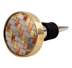 Silver Round Metal And Wooden Wine Stopper
