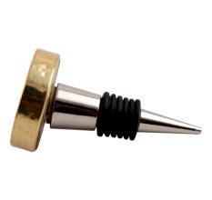 Silver Round Metal And Wooden Wine Stopper