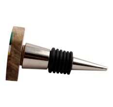Square Wooden And Metal Wine Stopper