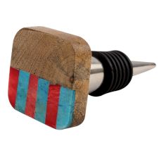 Square Striped Wooden Wine Stopper