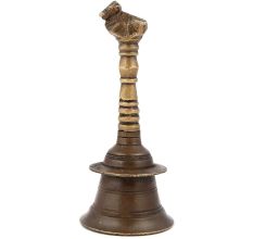 Brass Puja Bell Bells with Nandi Top