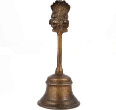 Brass Bell  Handle Depicting Hanuman and Garuda