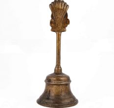 Brass Bell  Handle Depicting Hanuman and Garuda