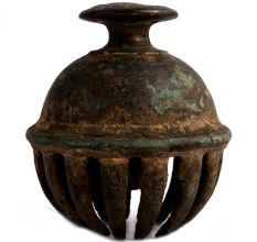 Large Enameled Brass Claw Foot Bell