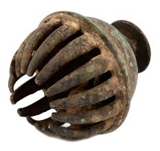 Large Enameled Brass Claw Foot Bell