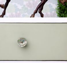 Peacock Feather Flat Glass Drawer Knob