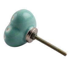 Sea Green Heart Etched Ceramic Drawer Knob