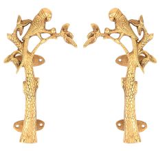 Golden Bronze Parrot On Tree Door Handle