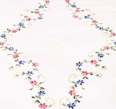 Red Blue Petals Hand Embroidered Duvet Cover+2 Pillow Covers